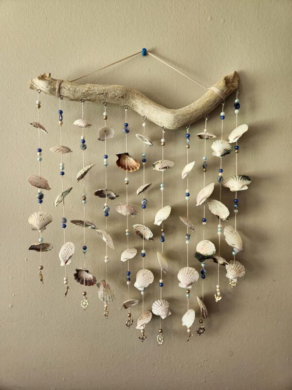 driftwood art shell windchime